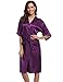 Produktbild Aibrou Damen Satin Morgenmantel Kimono Lang Bademantel Schlafanzug Negligee Nachthemd Nachtwäsche Unterwäsche V Ausschnitt Mit Gürtel, Gr. XXL, Farbe: Violett