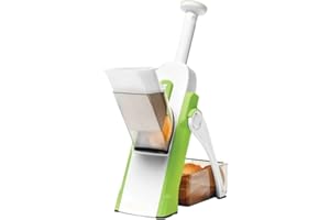 GOBROTHERS Mandolina Affettatrice Manuale Multifunzione, per taglia verdure verticale professionale con Spessore regolabile, Patate, Cipolla, Frutta, Cutter Kitchen (VERDE)