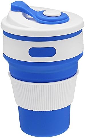 Honearn Silicone Collapsible Cup - Portable Food Grade Material, Safety and Healthy-Lightweight Silicone Pocket-sized with Lid for Office, Home, Travel, Camping and Hiking(Dark Blue)