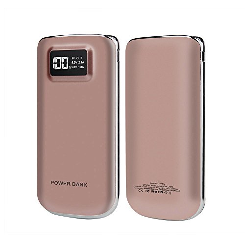 DoSHIn Caricabatterie Portatile 10000mAh 2 Porte USB Batteria Esterna con LED Display Digitale Intelligente Power Bank,per iPhone, Samsung, Huawai, Tablet, Smartphone e Altro(Oro rosa)