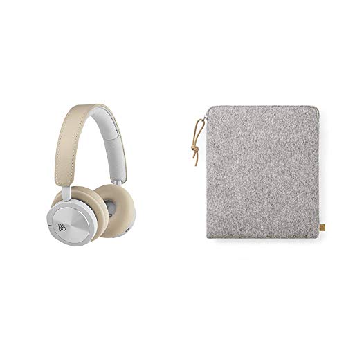 Bang & Olufsen Beoplay H8i - Auriculares supraurales inalámbricos Bluetooth, con cancelación de ruido activa (ANC), modo de transparencia y micrófono, Beige  + Funda de tela, color gris