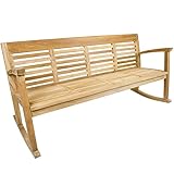 Gesamtbreite 180cm (3-Sitzer) Trendisland Teak Gartenbank -Golea- 180cm massive Bank mit Wippfunktion aus Echt-Teakholz, 4-Sitzer, Schrauben und Beschläge in Edelstahl-Optik (Messing, verchromt)