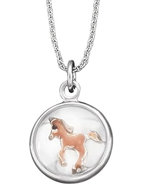 Herzengel HEN-GLAS-05STRENGTH Mädchen Collier Glaslinse Pferd braun Sterling-Silber 925 39 cm
