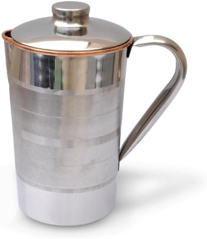 Copper Jug with Lid Outside Stainless Steel, Improve Health