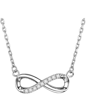 F.ZENI Kette Damen 925 Sterling Silber Funkeln Kubisches Zirkonia Kuss Halskette Akzent Unendlichkeit für immer...