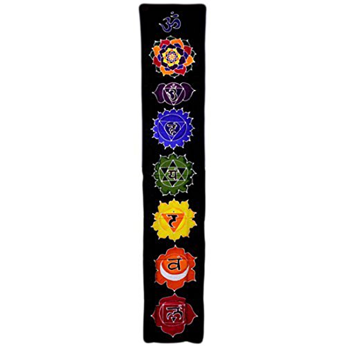 Bali Baumwoll Wandtuch Chakra Banner kräftige Farben 183 x 35cm schwarz