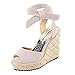 Produktbild SHE.White Damen Sandalen Keilabsatz Espadrilles Mit Schnürung Wedges Schuhe Mit Absatz Sandaletten Strand Peep Toe Riemchensandalen Sommer