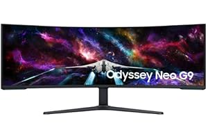 Samsung Ecran PC Odyssey Neo G9 57’’ 240Hz , 1ms, Dalle VA Mini LED Incurvée 1000R, Résolution DUHD : 7680 x 2160, 2500:1, Pied Ajustable, DisplayPort (2.1), HDMI (2.1) , LanPort, USB 3.0