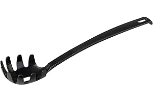 ‎FACKELMANN FACKELMANN 23745 30cm hängbar Spaghettilöffel Nero, Küchenhelfer aus Kunststoff, Nudellöffel für beschichtete Pfannen und Töpfe (Farbe: Schwarz), Menge: 1 Stück