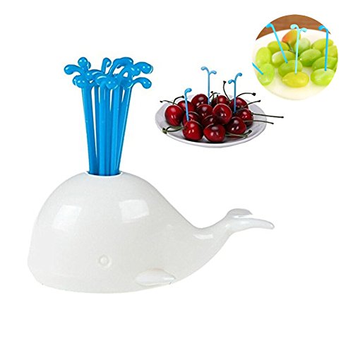 Ailin Online Cute Whale Fruit Cake Salad Forks 16 Food Pick Forks with Cute Whale Holder Home Kitchen Decoration Gadget