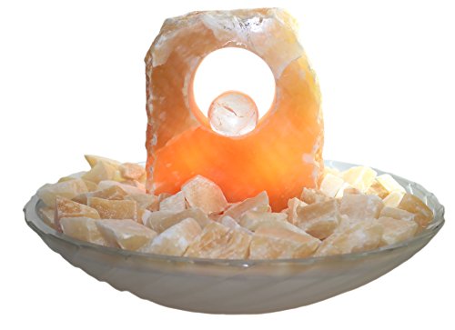 budawi® – Weißer Marmor-Brunnen mit Kugel aus Bergkristall, DREXEL Edelstein-Brunnen Kugel Engelsflügel - 3