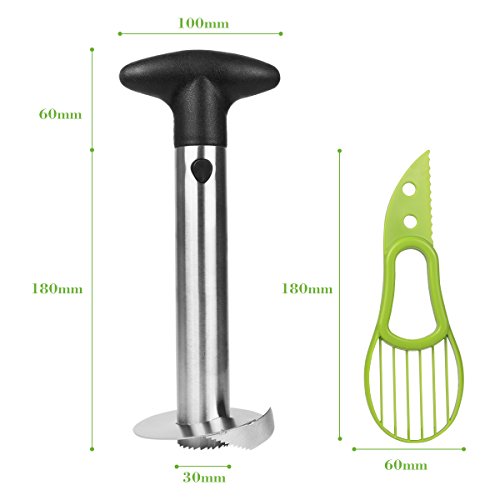 Uvistare Ananasschneider Schäler Edelstahl Professional Set, Spülmaschinenfest, Ananas Entkerner, Avocadoschäler Avocadoschneider, Obstschäler Schneider - 9