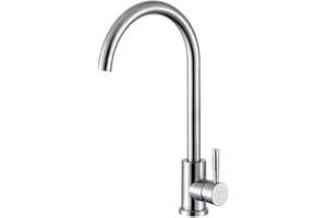 KINSE Rubinetto Lavello Cucina in Acciaio Inox, Miscelatore Monocomando, girevole a 360°, Acciaio inossidabile spazzolato