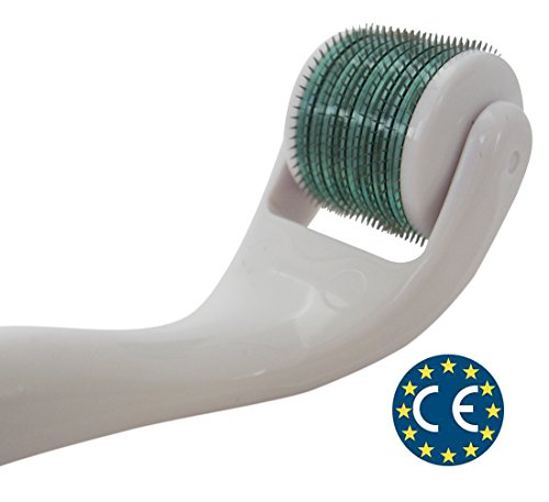 Derma Roller + FREE User Guide - 540 Titanium coated 1.0mm Long Micro Needles On 9 Disks - Ultimate Skin Care Therapy And Treatment Of Acne Scars, Hair Loss, Stretch Marks, Cellulite, Aged Skin, Hyper-Pigmentation - 30 Day Money Back Guarantee