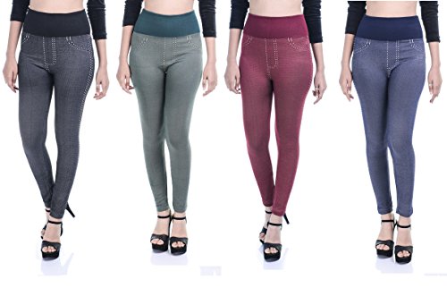 Timbre Denim Style Casual Leggings For Women Pack of 4 (Multi Colored) RS.999 (75.00% Off) - Amazon