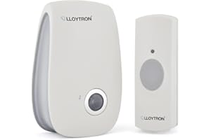 LLOYTRON® MIP System 3 Doorbell Kit with 32 Melody Plug-in Chime Receiver and Battery Operated Bell Push - 200m Wireless Range - Easy Set-up - Mains Powered Receiver - B7532WH - White