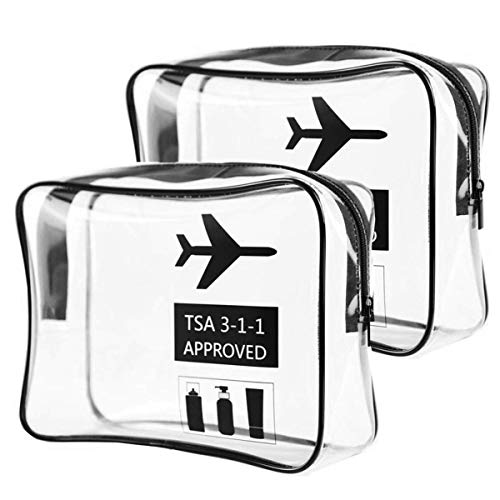 Lychee Transparent Toiletry Bag TSA Approved Zippered Bagagli da viaggio Sacchetto di trucco Sacchetto cosmetico Organizzatore per donna Uomo Bambini (2 Pezzi)