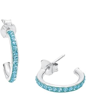 amor Kinder-Creolen Ohrringe Mädchen 14 mm 925 Sterling Silber rhodiniert Kristall türkis - 468176