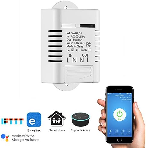 16A Smart Wifi Switch with Amazon Alexa and Google Home Viocie Control, Remote Control Wireless Switch Module Modified Smartphone APP iOS Android with Timer for House Appliance