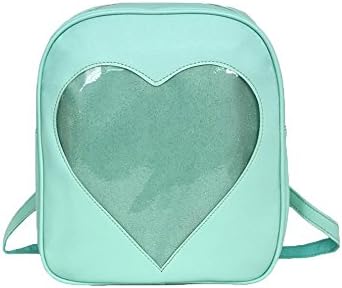 Candy PU Leather Backpack waterproof [Cute][Transparent] School Bag Backpack for Girl Casual School Shoulder Bag (Green)