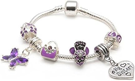 Liberty Charms Big Sister Childrens 'Purple Fairy Dream' Silver Plated Charm Bead Bracelet
