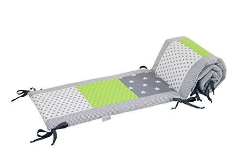 BEBILINO ® Nestchen Bettnestchen & Bettumrandung ALLE GRÖSSEN für Babybetten GRÜN GRAU - 2