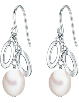 Valero Pearls Silber Collection Damen-Ohrstecker Hochwertige Süßwasser-Zuchtperlen in ca.  8 mm Tropfenform weiß...