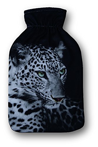 Super weicher und anschmiegsamer Wärmflaschenbezug / Wärmflaschenüberzug mit modernem Fotoprint - mit wunderschönen Motiven - 2 Liter - trendiger Fotoprint - aus Kurzplüsch - super soft und flauschig - 2L - neu aus dem KAMACA-SHOP (Leopard)