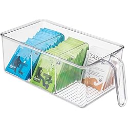 mDesign boite de rangement à 3 compartiments - boite pour frigo idéale pour la cuisine, le placard ou le frigo - bac alimentaire en plastique avec large ouverture et poignée intégrée - transparent