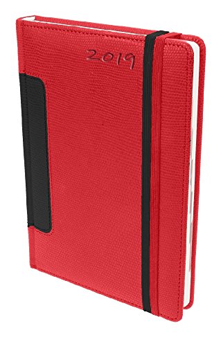 Preisvergleich Produktbild Buchkalender 2019 A5 Rot mit zwei Gummibändern