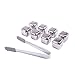 Produktbild HDE Edelstahl Whiskey Rock Steine 8 wiederverwendbar Ice Cube Chillen Set mit Zange und Tablett für kalte Getränke