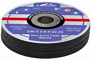 Fd-Workstuff | Discos de Corte Profesionales | 20 piezas | Ø 230 mm, 2 mm de grosor | para amoladoras flexibles, de separación | Inox | Disoc de Corte | Discos Flexibles