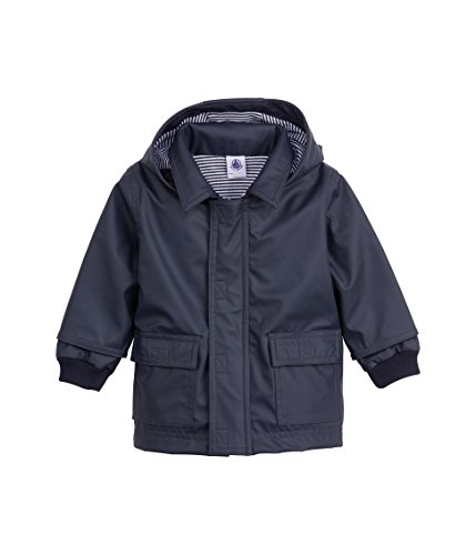 Petit Bateau Unisex - Baby Hooded Long - regular Rain Coat Blue - Blau (30SMOKING) 3 Years