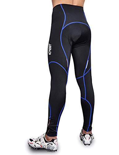 iCreat Herren Radhose Fahrradhose Reflektoren Kompressionshose Coolmax Pro-Air 3D Sitzpolster – Lang GR.S-XXXL - 4