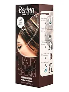 Berina A2 Dark Brown Long Lasting Hair Color Cream Suitables All Hair Types,60gm (Pack Of 1)