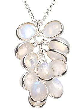 StarGems(tm) 925er Sterling Silber Moonstone Einzigartig Handgefertigt Ketten 43,82cm Numerous Colors Q2821