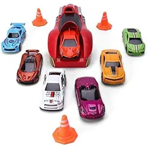 PLUSPOINT Die Cast Toy Cars With Launcher for 2 3 4 5 Year Old Boys,7 Cars for Kids Aged 4-8,Kids Car Launcher Toys ,Preschool STEM Educational Toys,and Birthday Toy Gift for Boys Girls Aged 1-3(7 pc Launcher)