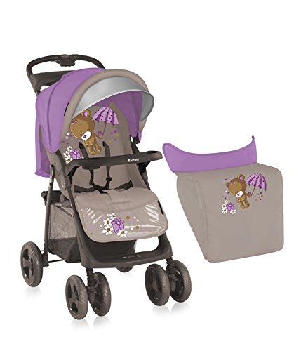 LORELLI BABY STROLLER FOXY+FOOTCOVER BEIGE&VIOLET BEAR buggy pushchair bertoni