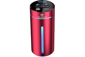 BLISSFULABODE Diffusori per aromaterapia per auto, umidificatore per auto, ricarica USB, mini diffusore di oli essenziali con luce d'atmosfera, per auto, ufficio, casa (rosso)