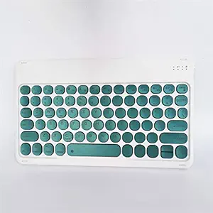 Round Keys Bluetooth Keyboard with Backlit, Smart Slim 7-Colors Ultra Light keyboard for iOS iPad Air, Pro, Mini, Android, Windows Tablets PC Smartphone (Backlit, white Keyboard with Dark Green keycaps)