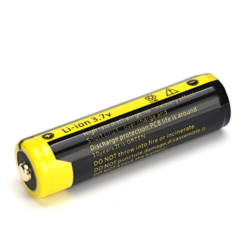 Batterie 1PCS sunnymi 3.7V 3500mAH Li-Ion nachladbares 18650 für Taschenlampe (65mm x 18mm, Schwarz)