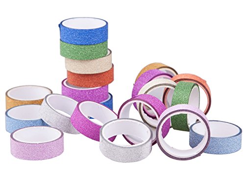 DIKETE® 20 Rollen Glitzer Klebeband Dekorative Regenbogen Papier Masking Tape Klebeband DIY Aufkleber Maskierung Decor Sticky Kleber Scrapbooking Dekobänder Farbig - 5
