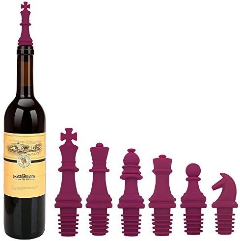Wine Stopper KITTEC Novelty Chess Wine Bottle Stopper Set Reusable Silicone Caps Beer Sealer Cover for Wine Beer Champange Alcohol Sparkling Wine (Fushia)
