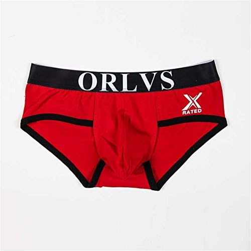 QXH Men's Underwear Cotton Low-Waist Briefs Elasticity Slim,Red,XXL