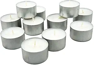 Amazon Brand - Gifts by AGNO Tealight Branded Diwali Diya 4-5 Hr Burning Tealight 50 Tea Lights White Colour