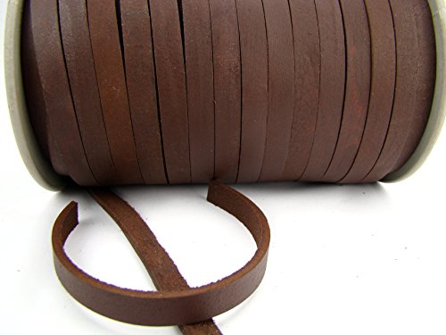 Lederband Flach. 1 cm x 2,5 mm. Braun 3 m. – Länge/Farbe: wählbar - 2