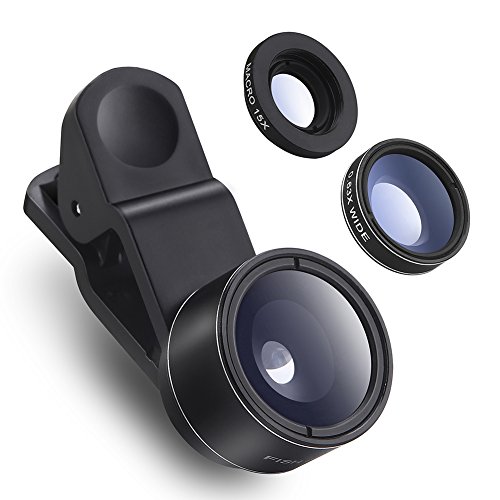 Expresstech @ 3 in 1 Lenti fotocamera Clip On Kit Lente fotografiche 198 Gradi Lenti Fish Eye + 0.63X Lente Grandangolo + 15x Obiettivo Macro per Cellulari iPhone 7 7 Plus iPhone 6S 6s Plus iPhone6 6 Plus Samsung Sony HTC LG Huawei e Altri Smartphone con una telecamera piatta