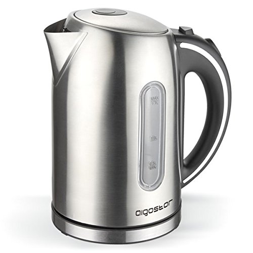 Hochwertiger Edelstahl Design Wasserkocher Teekocher Kabellos 1,7L 2200W LED Neu … (Edelstahl)