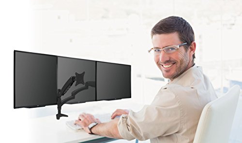 HFTEK DS137D 3 Fach Monitor Standfuß Halterung Halter Tischhalterung Stand für Monitor 15″ bis 27″ Zoll mit VESA 75/100 (DS137D Weiss) - 5