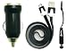 Produktbild Emartbuy® Trio Pack für Highscreen Easy L/Easy L Pro/Power Max Ice - Schwarz 1 Ampere USB Autoladegerät + Schwarz Mini Eingabestift + Schwarz Flaches Micro USB Data & Ladekabel Kabel